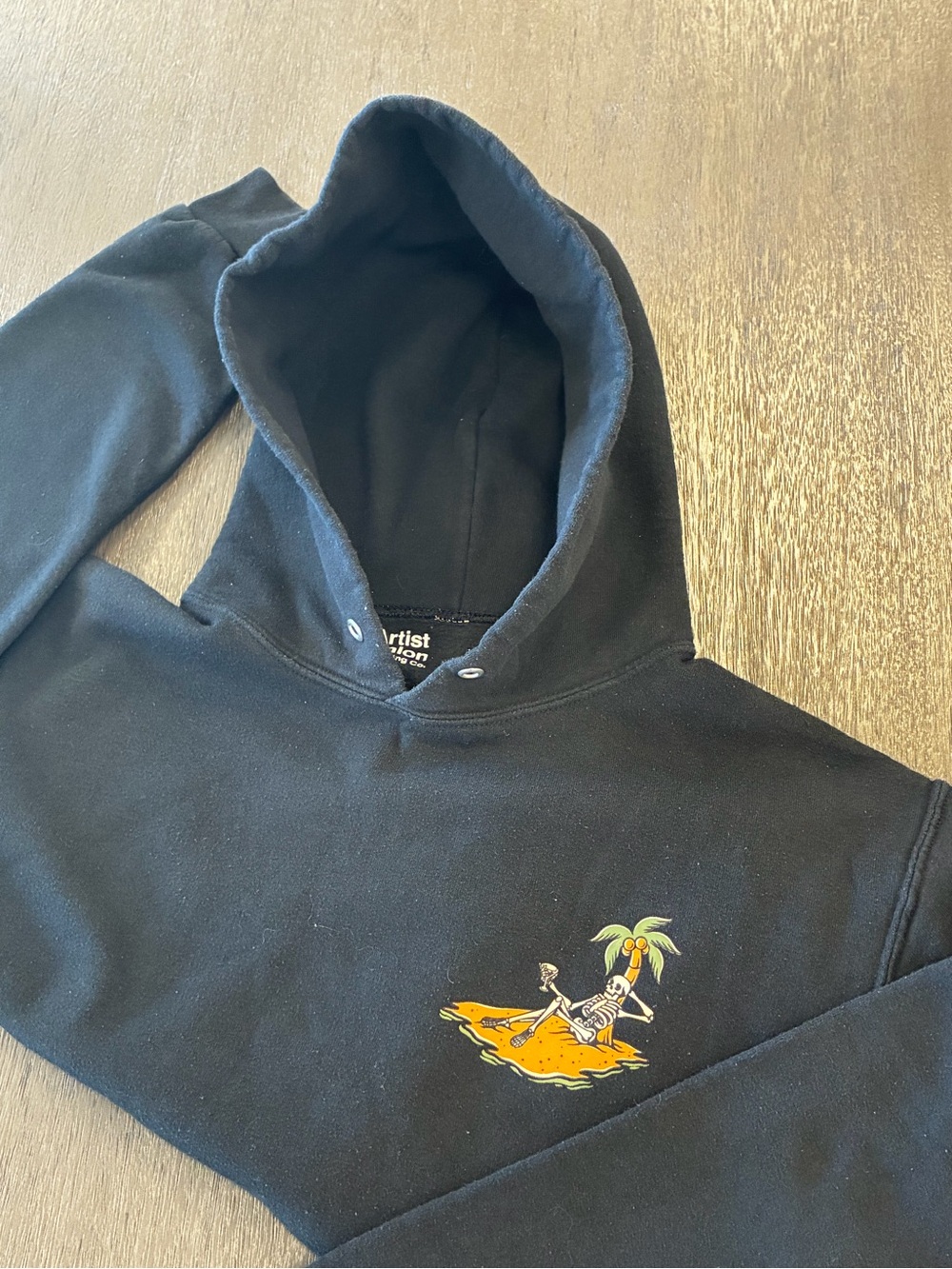 Artist Union Clothing Co. Black Hoodie with Palm Island Embroidery